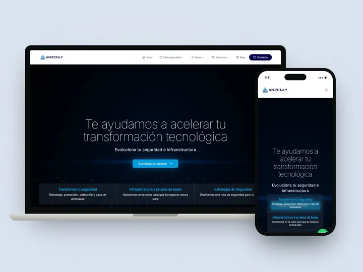 Web de Anzenly en portátil y móvil